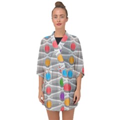 Seamless Pattern Background Abstract Circle Half Sleeve Chiffon Kimono