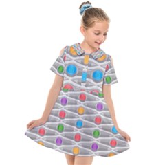 Seamless Pattern Background Abstract Circle Kids  Short Sleeve Shirt Dress