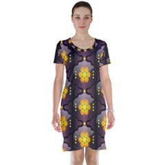 Pattern Background Yellow Bright Short Sleeve Nightdress