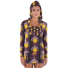 Pattern Background Yellow Bright Long Sleeve Hooded T-shirt