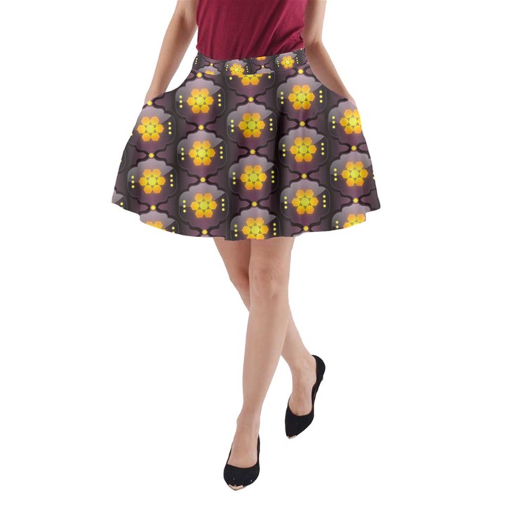 Pattern Background Yellow Bright A-Line Pocket Skirt