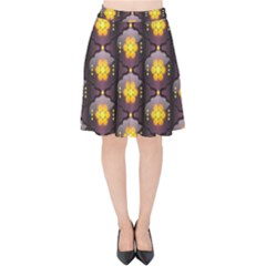 Pattern Background Yellow Bright Velvet High Waist Skirt