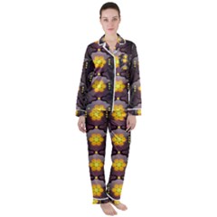 Pattern Background Yellow Bright Satin Long Sleeve Pyjamas Set by HermanTelo