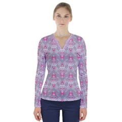 Seamless Pattern Background V-neck Long Sleeve Top