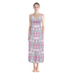 Seamless Pattern Background Button Up Chiffon Maxi Dress