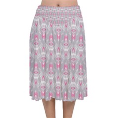 Seamless Pattern Background Velvet Flared Midi Skirt