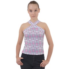 Seamless Pattern Background Cross Neck Velour Top