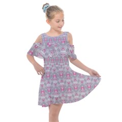 Seamless Pattern Background Kids  Shoulder Cutout Chiffon Dress by HermanTelo