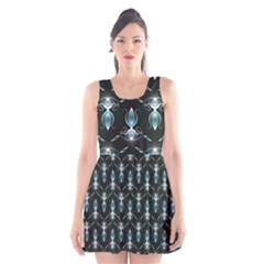 Seamless Pattern Background Black Scoop Neck Skater Dress