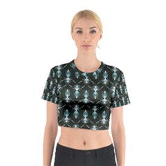 Seamless Pattern Background Black Cotton Crop Top