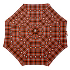 Plaid Pattern Red Squares Skull Straight Umbrellas by HermanTelo