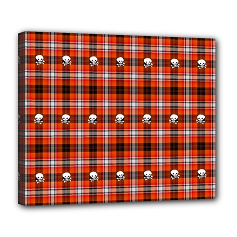 Plaid Pattern Red Squares Skull Deluxe Canvas 24  X 20  (stretched)