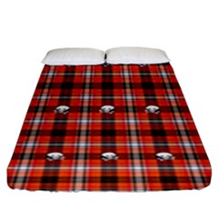 Plaid Pattern Red Squares Skull Fitted Sheet (king Size)