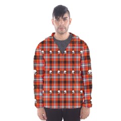 Plaid Pattern Red Squares Skull Men s Hooded Windbreaker