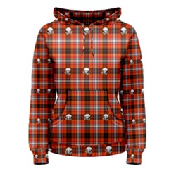 Plaid Pattern Red Squares Skull Women s Pullover Hoodie