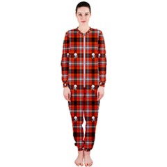 Plaid Pattern Red Squares Skull Onepiece Jumpsuit (ladies) 