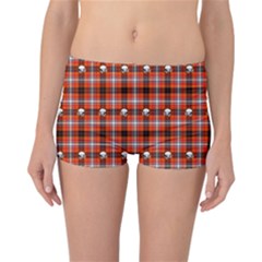 Plaid Pattern Red Squares Skull Reversible Boyleg Bikini Bottoms