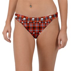 Plaid Pattern Red Squares Skull Band Bikini Bottom