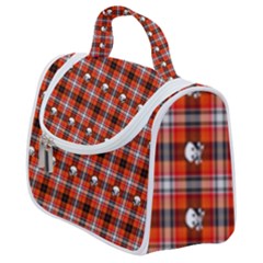 Plaid Pattern Red Squares Skull Satchel Handbag