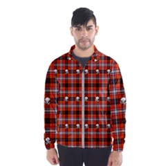 Plaid Pattern Red Squares Skull Men s Windbreaker