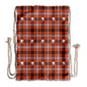 Plaid Pattern Red Squares Skull Drawstring Bag (Large) View1