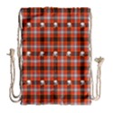 Plaid Pattern Red Squares Skull Drawstring Bag (Large) View2