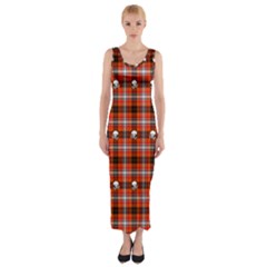 Plaid Pattern Red Squares Skull Fitted Maxi Dress