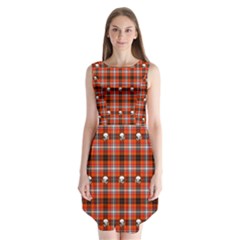 Plaid Pattern Red Squares Skull Sleeveless Chiffon Dress  