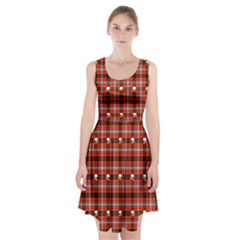 Plaid Pattern Red Squares Skull Racerback Midi Dress by HermanTelo