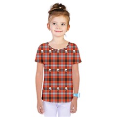 Plaid Pattern Red Squares Skull Kids  One Piece Tee