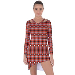 Plaid Pattern Red Squares Skull Asymmetric Cut-Out Shift Dress