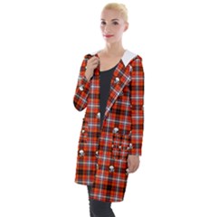 Plaid Pattern Red Squares Skull Hooded Pocket Cardigan