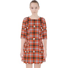 Plaid Pattern Red Squares Skull Pocket Dress