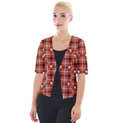 Plaid Pattern Red Squares Skull Cropped Button Cardigan