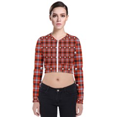 Plaid Pattern Red Squares Skull Long Sleeve Zip Up Bomber Jacket