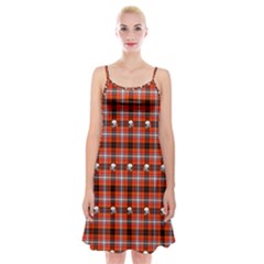 Plaid Pattern Red Squares Skull Spaghetti Strap Velvet Dress