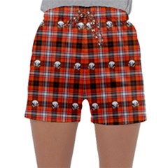 Plaid Pattern Red Squares Skull Sleepwear Shorts