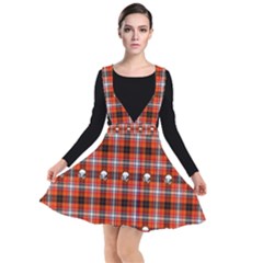 Plaid Pattern Red Squares Skull Plunge Pinafore Dress