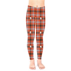 Plaid Pattern Red Squares Skull Kids  Legging