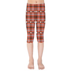 Plaid Pattern Red Squares Skull Kids  Capri Leggings 