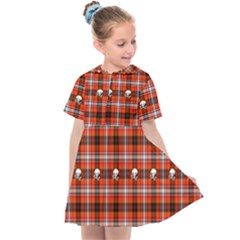 Plaid Pattern Red Squares Skull Kids  Sailor Dress by HermanTelo