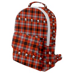 Plaid Pattern Red Squares Skull Flap Pocket Backpack (small)