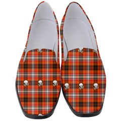 Plaid Pattern Red Squares Skull Women s Classic Loafer Heels by HermanTelo