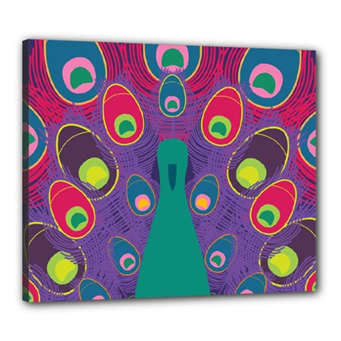 Peacock Bird Animal Feathers Canvas 24  X 20  (stretched)