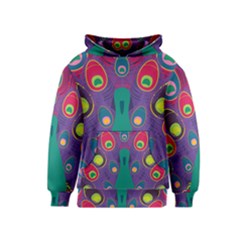 Peacock Bird Animal Feathers Kids  Pullover Hoodie by HermanTelo