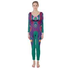 Peacock Bird Animal Feathers Long Sleeve Catsuit