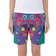 Peacock Bird Animal Feathers Women s Basketball Shorts