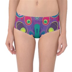 Peacock Bird Animal Feathers Mid-waist Bikini Bottoms