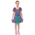 Peacock Bird Animal Feathers Kids  Short Sleeve Velvet Dress View1