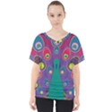 Peacock Bird Animal Feathers V-Neck Dolman Drape Top View1